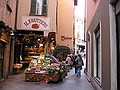 A grocer in Lugano's old-town