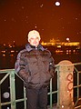 At night at the river with the Hrad in the background